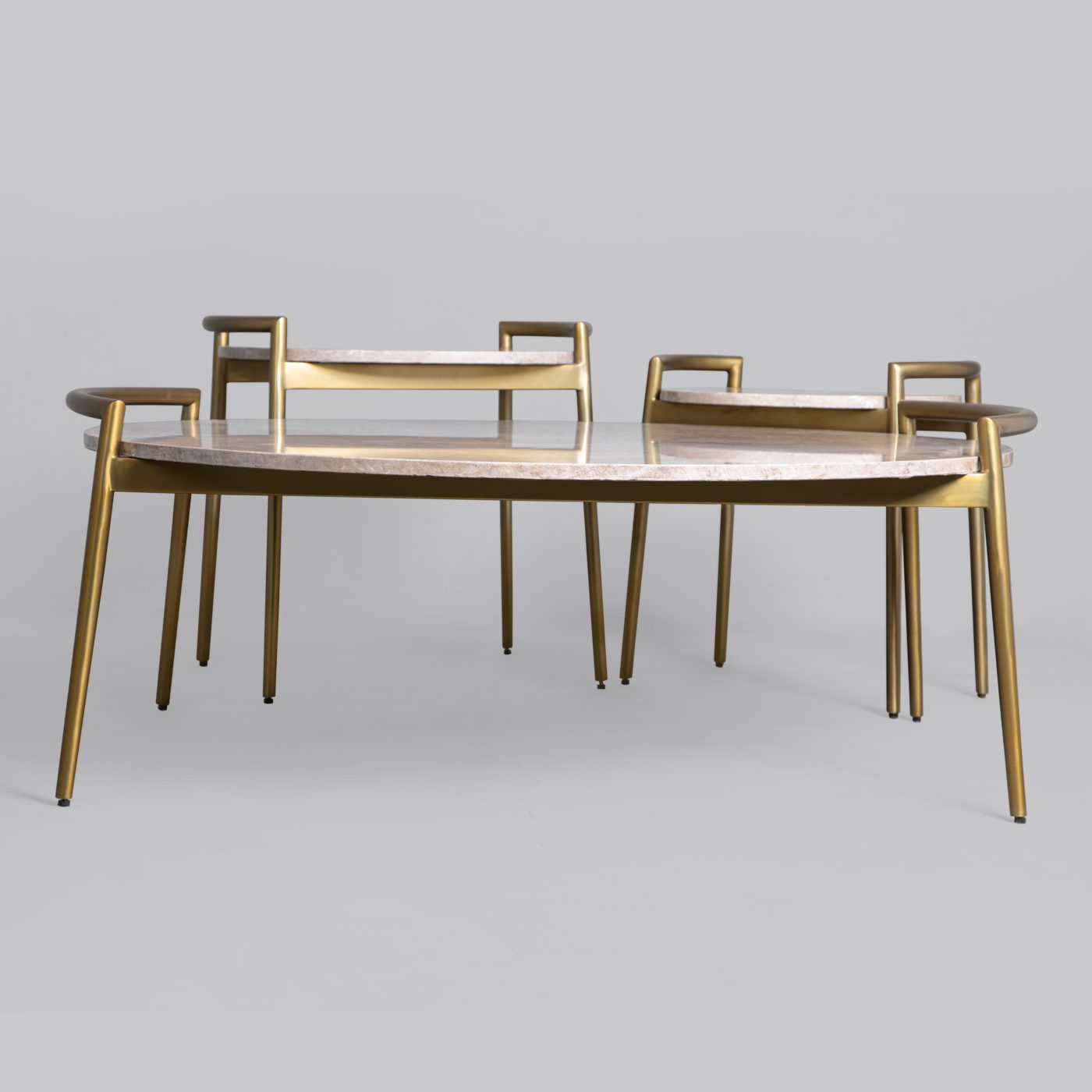 HANDLE 3-PC COFFEE TABLE - BRASS