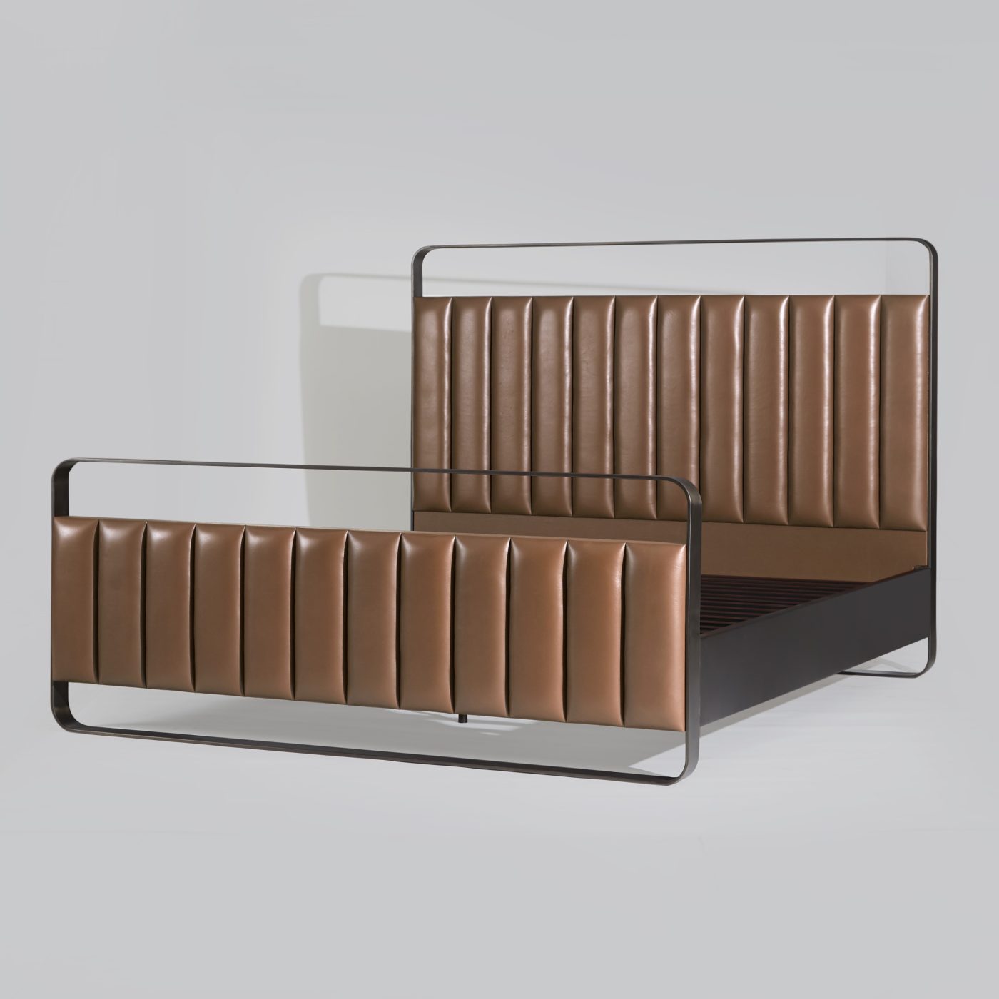 ARC BED GUNMETAL - BROWN LEATHER