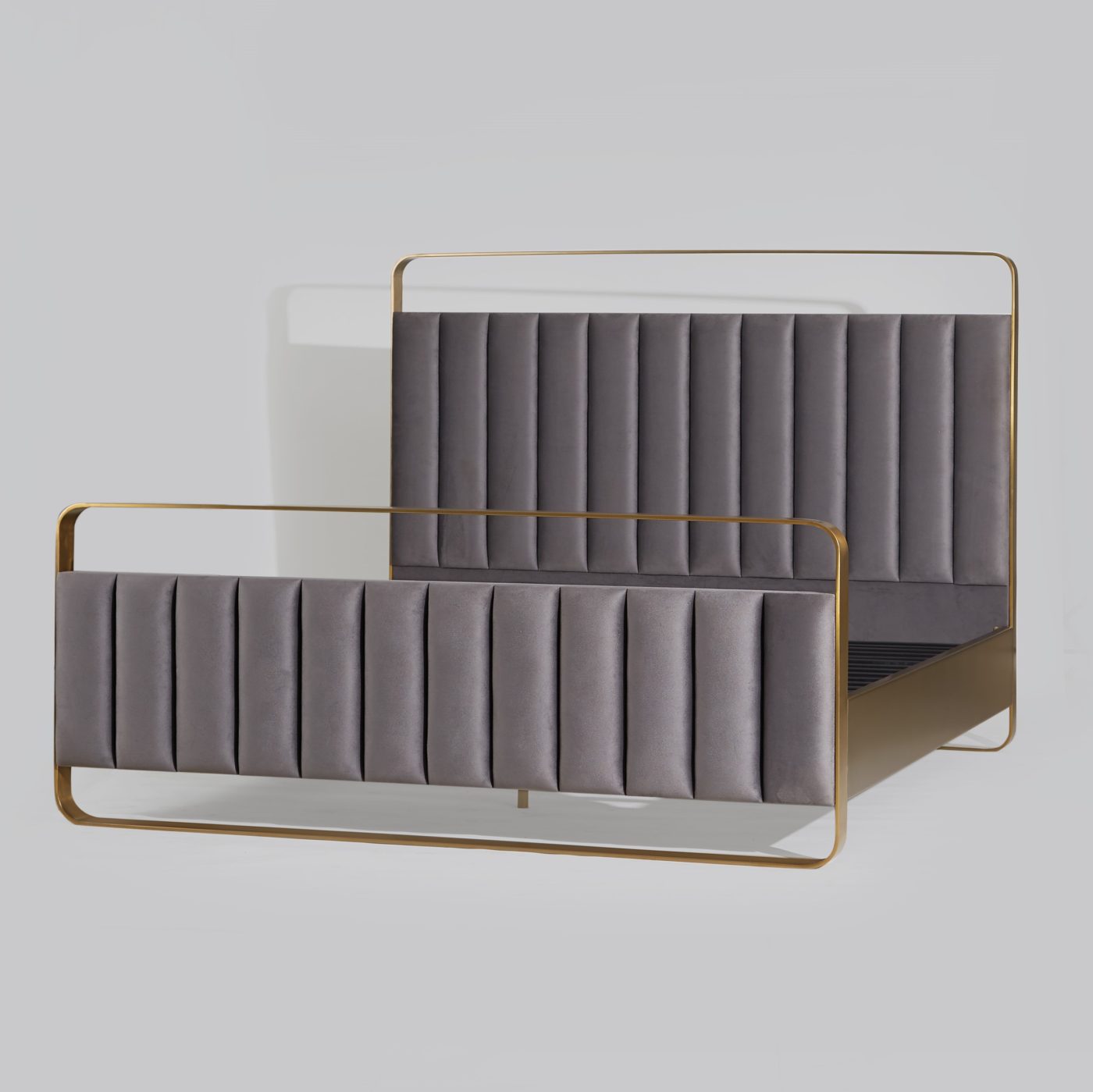 ARC BED BRASS - GREY VELVET
